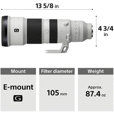 Sony FE 400-800mm f/6.3-8 G OSS Lens – super-telephoto zoom with built-in Optical SteadyShot, ideal for wildlife, sports, and distant subjects.