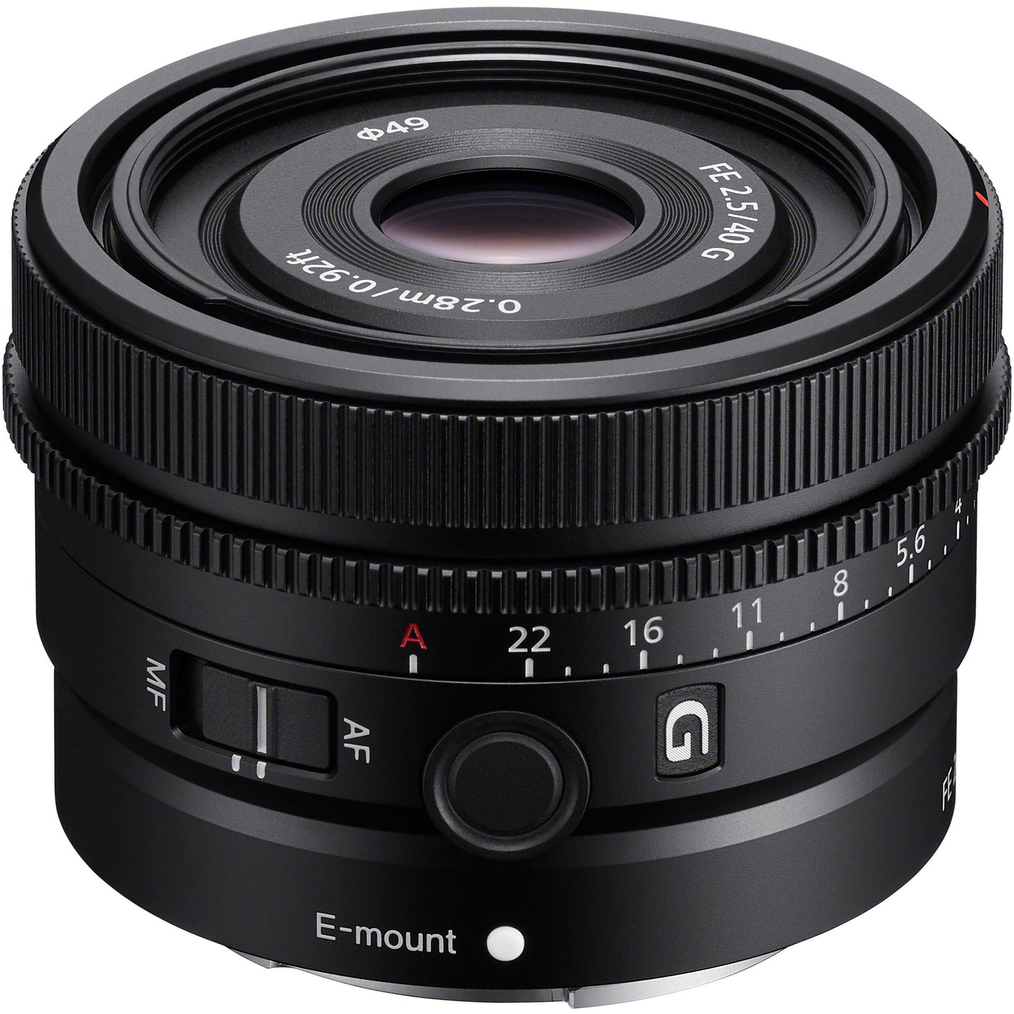 Sony FE 40mm f/2.5 G Lens – compact full-frame prime with sharp optics, fast f/2.5 aperture, and G Lens quality, perfect for everyday photography and video.