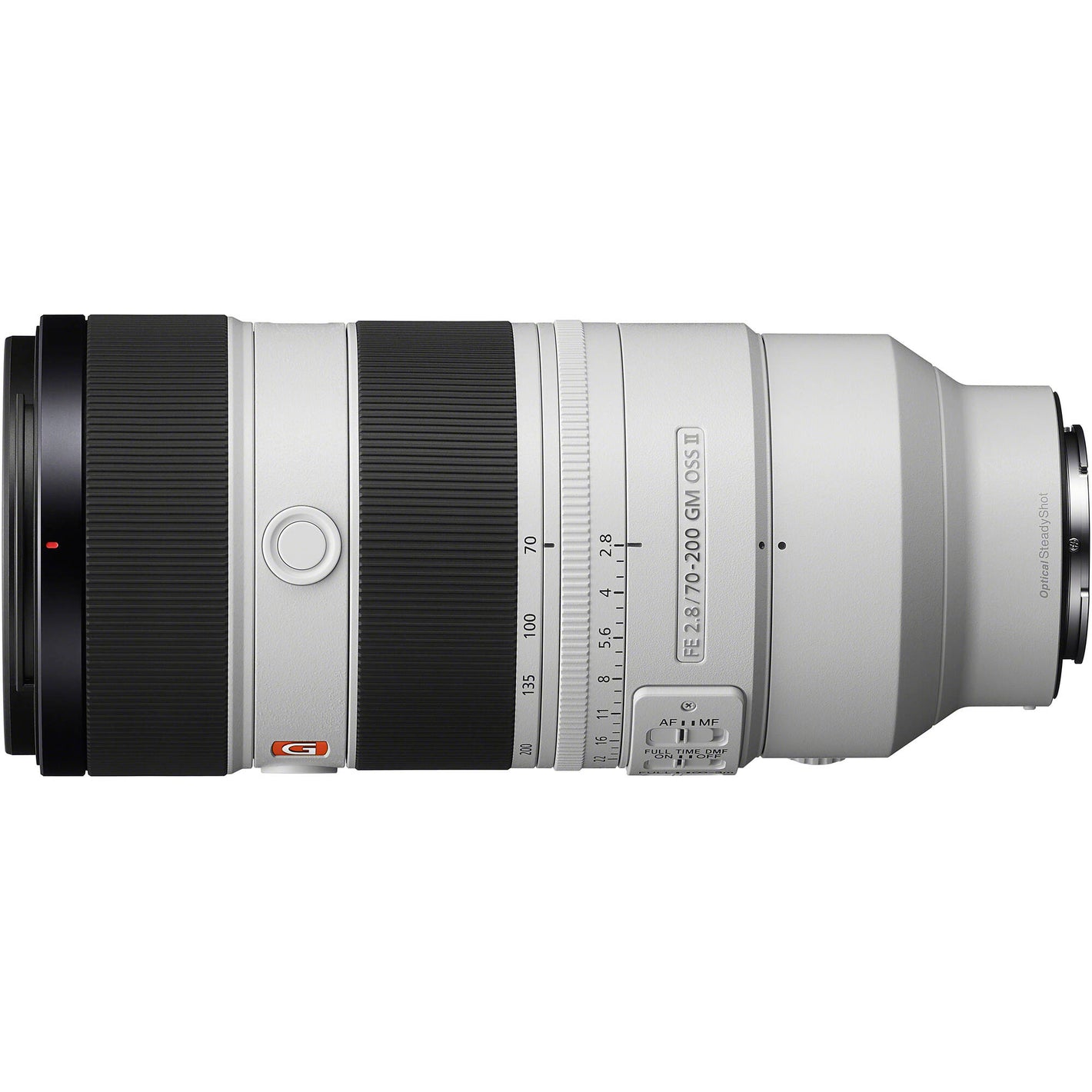 Camera lens with brand logo on a white background