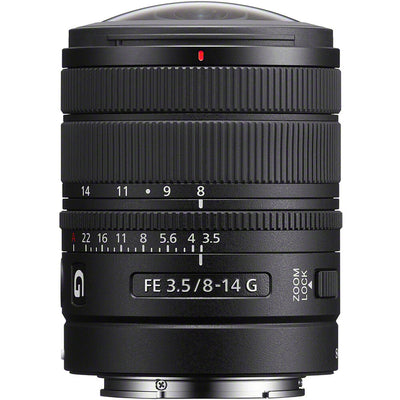 Sony FE 8-14mm f/3.5 Fisheye G Lens with focus, zoom and aperture rings