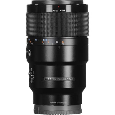 Sony FE 90mm f/2.8 Macro G OSS Lens – precision macro lens with 1:1 magnification, built-in Optical SteadyShot, and outstanding sharpness for close-up and portrait work.