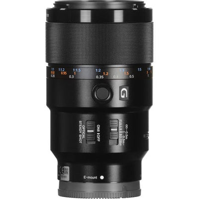 Sony FE 90mm f/2.8 Macro G OSS Lens – precision macro lens with 1:1 magnification, built-in Optical SteadyShot, and outstanding sharpness for close-up and portrait work.