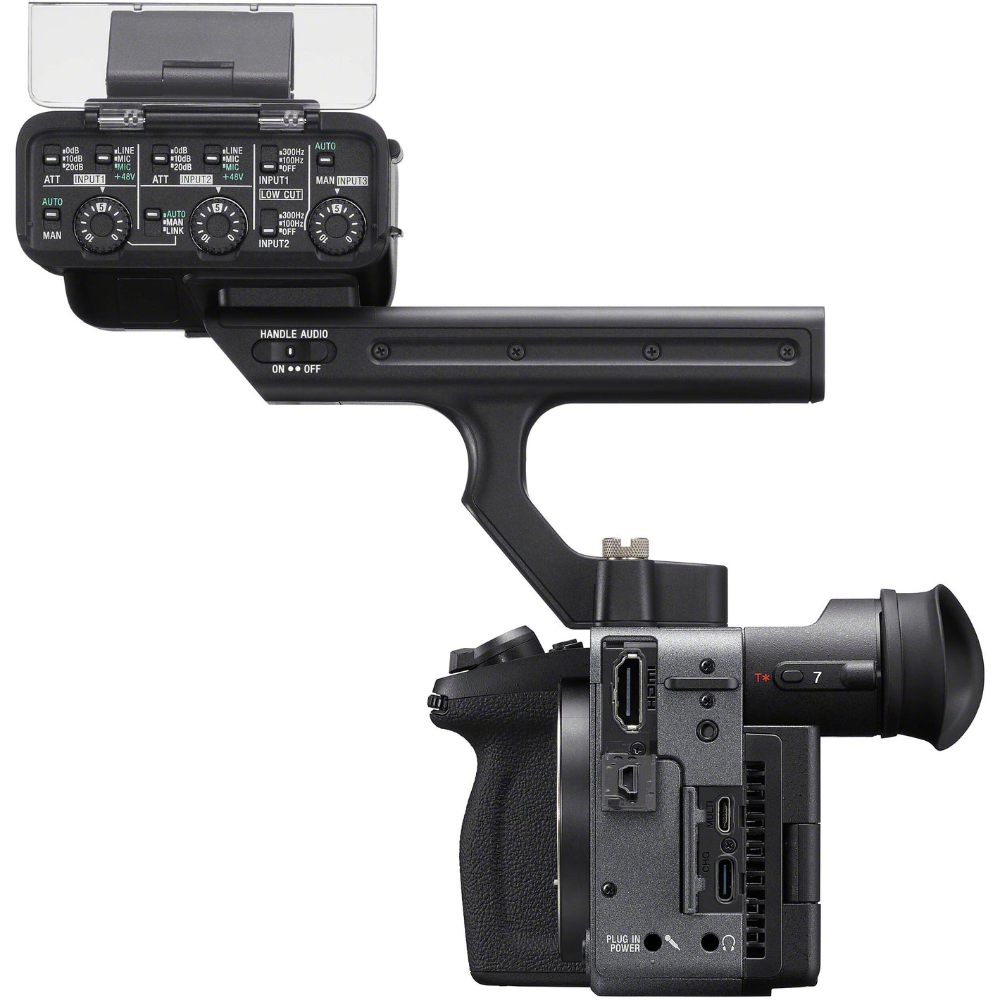 Sony FX2 full-frame cinema camera with XLR Handle, 10.2MP sensor, 4K 120fps, 16-bit RAW, dual XLR inputs for professional filmmaking.