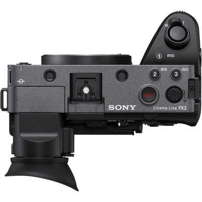 Sony FX2 full-frame cinema camera with XLR Handle, 10.2MP sensor, 4K 120fps, 16-bit RAW, dual XLR inputs for professional filmmaking.