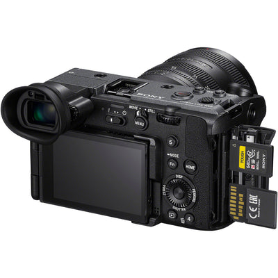 Sony FX2 full-frame cinema camera with XLR Handle, 10.2MP sensor, 4K 120fps, 16-bit RAW, dual XLR inputs for professional filmmaking.