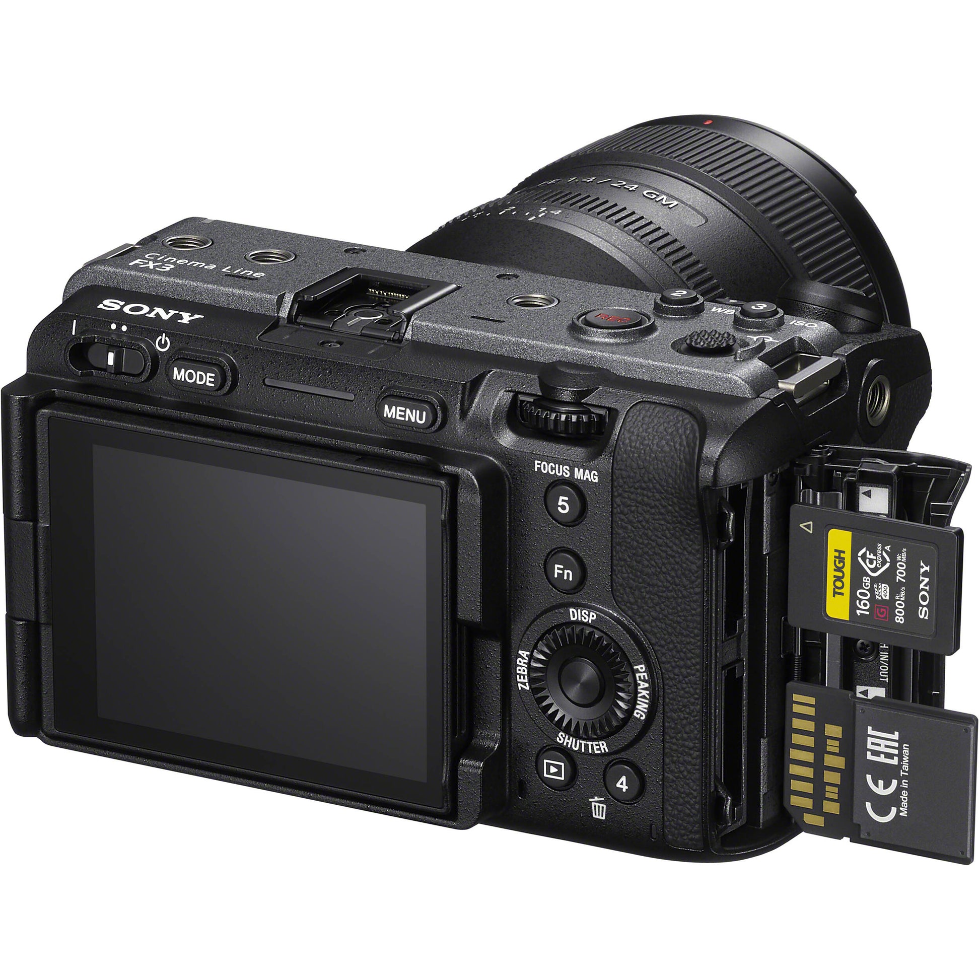 Sony FX3A full-frame cinema camera, 12.1MP sensor, 4K 120fps, 16-bit RAW output, modular design for professional filmmaking.