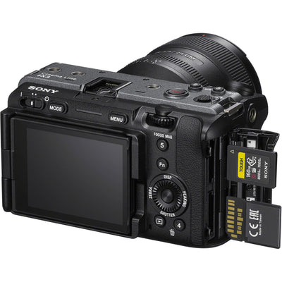 Sony FX3A full-frame cinema camera, 12.1MP sensor, 4K 120fps, 16-bit RAW output, modular design for professional filmmaking.