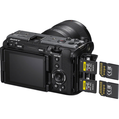 Sony FX3A full-frame cinema camera, 12.1MP sensor, 4K 120fps, 16-bit RAW output, modular design for professional filmmaking.