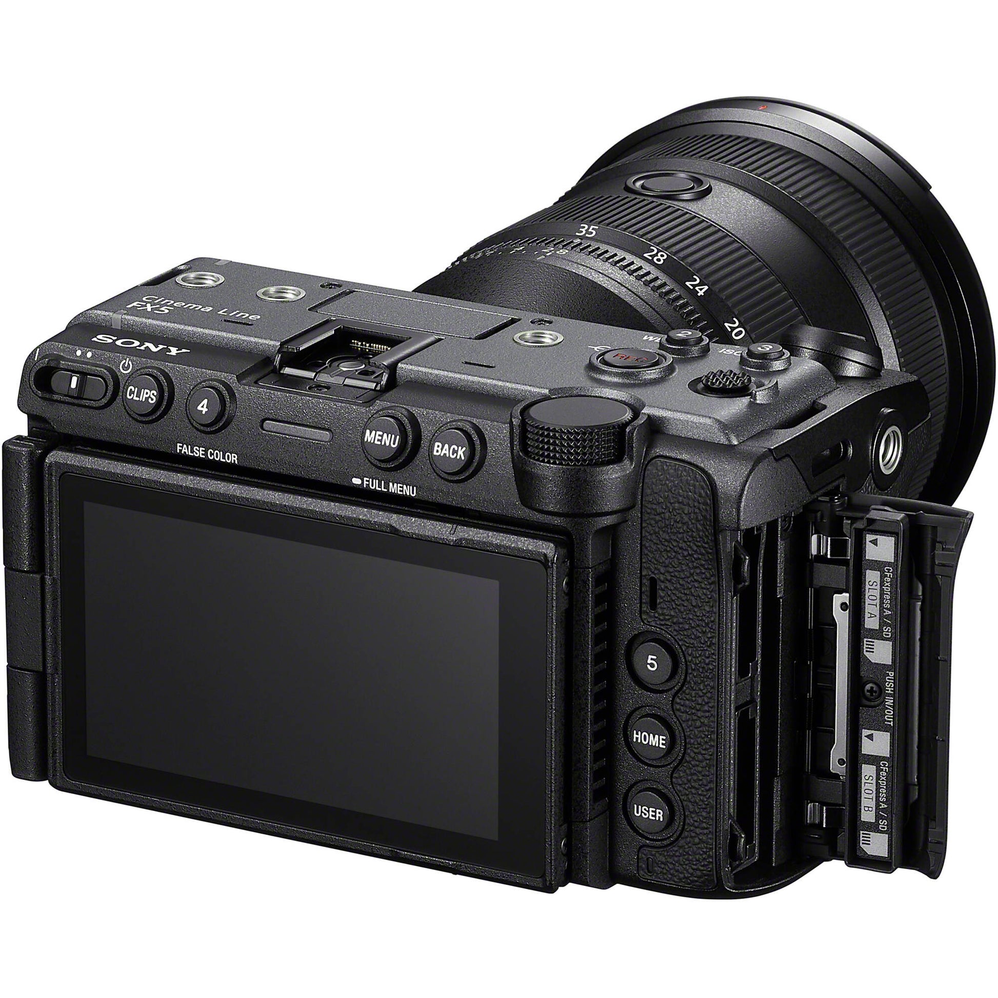 Sony FX 5 cinema camera with 5K Open Gate recording display
