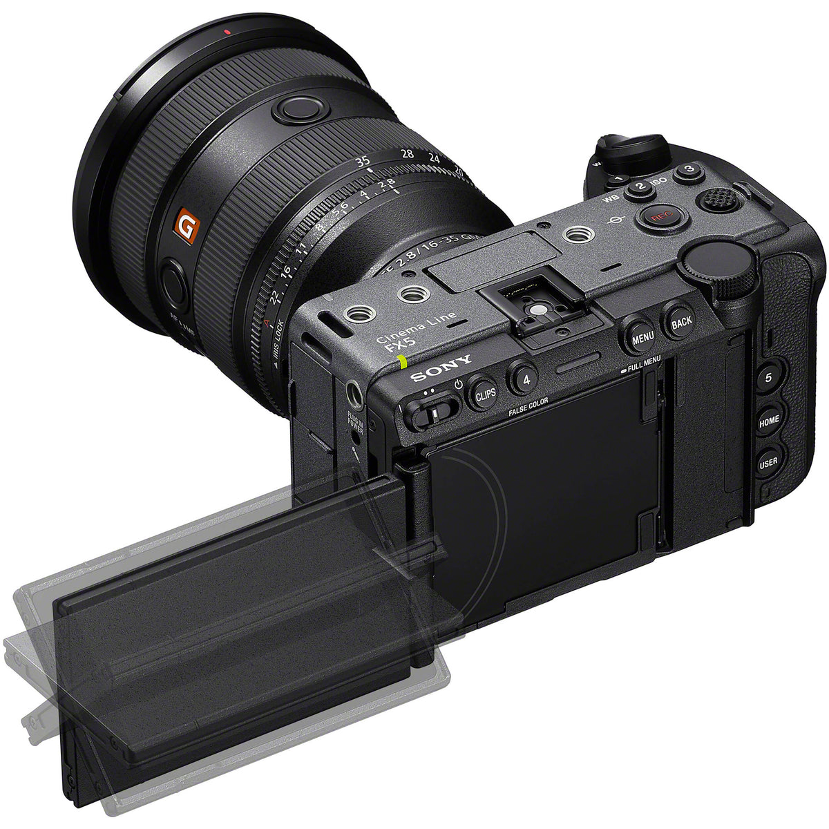 Sony FX 5 cinema camera with 5K Open Gate recording display

