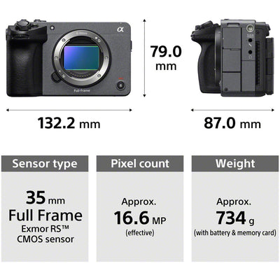 Sony FX 5 cinema camera with 5K Open Gate recording display

