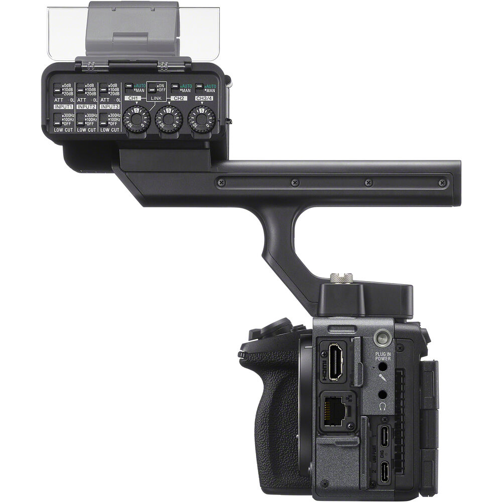 Sony FX5 Cinema Camera with XLR handle attached side view