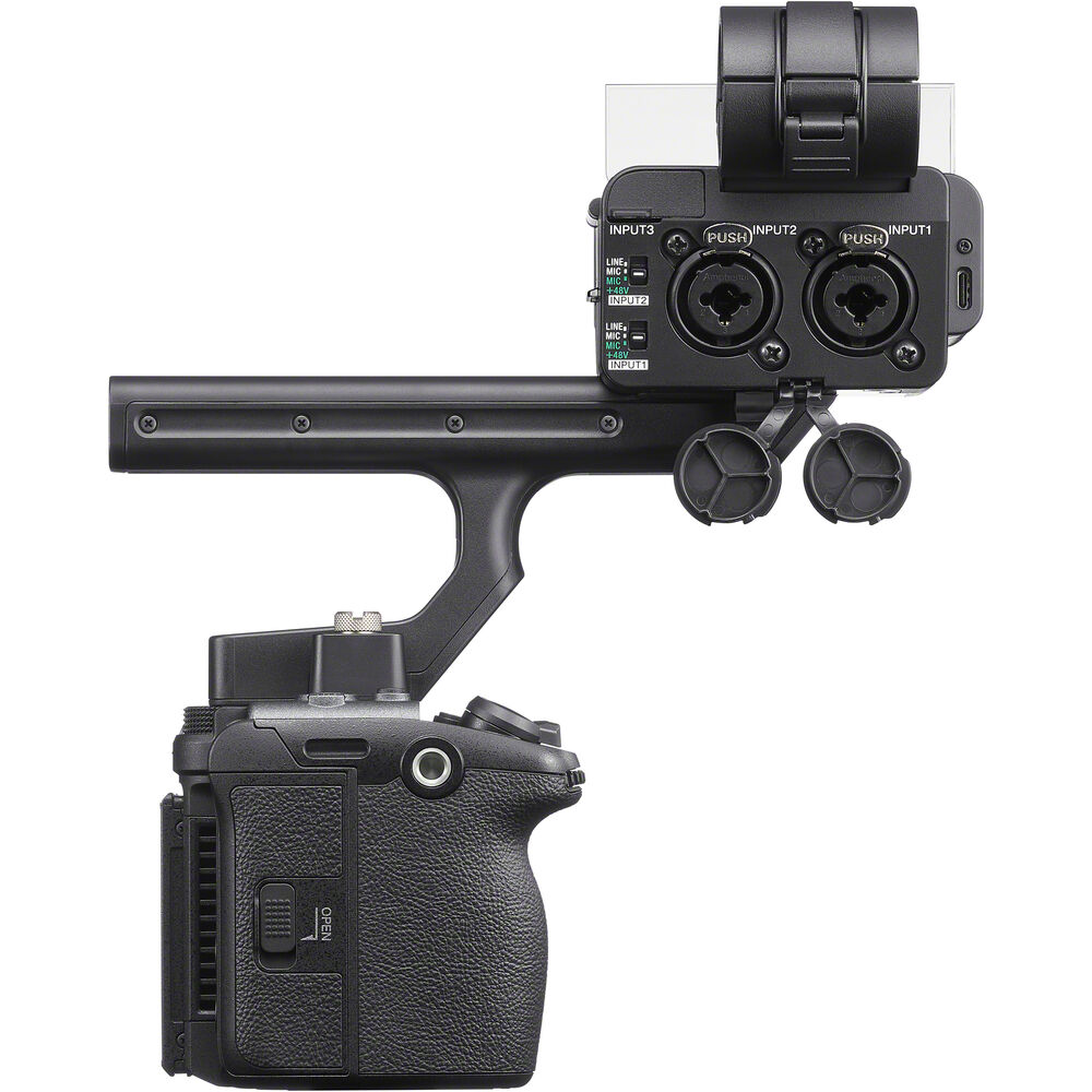 Sony FX5 Cinema Camera with XLR handle attached side view