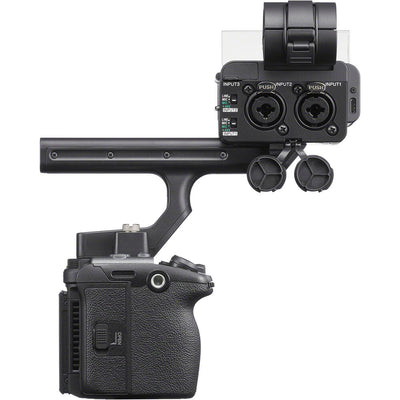 Sony FX5 Cinema Camera with XLR handle attached side view