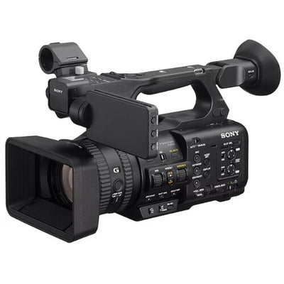 Sony HXR-NX800 4K professional camcorder, 1.0-type Exmor R CMOS sensor, 12x optical zoom, dual XLR inputs, compact design.