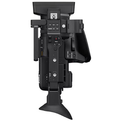 Sony HXR-NX800 4K professional camcorder, 1.0-type Exmor R CMOS sensor, 12x optical zoom, dual XLR inputs, compact design.