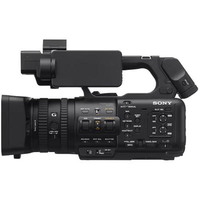 Sony HXR-NX800 4K professional camcorder, 1.0-type Exmor R CMOS sensor, 12x optical zoom, dual XLR inputs, compact design.