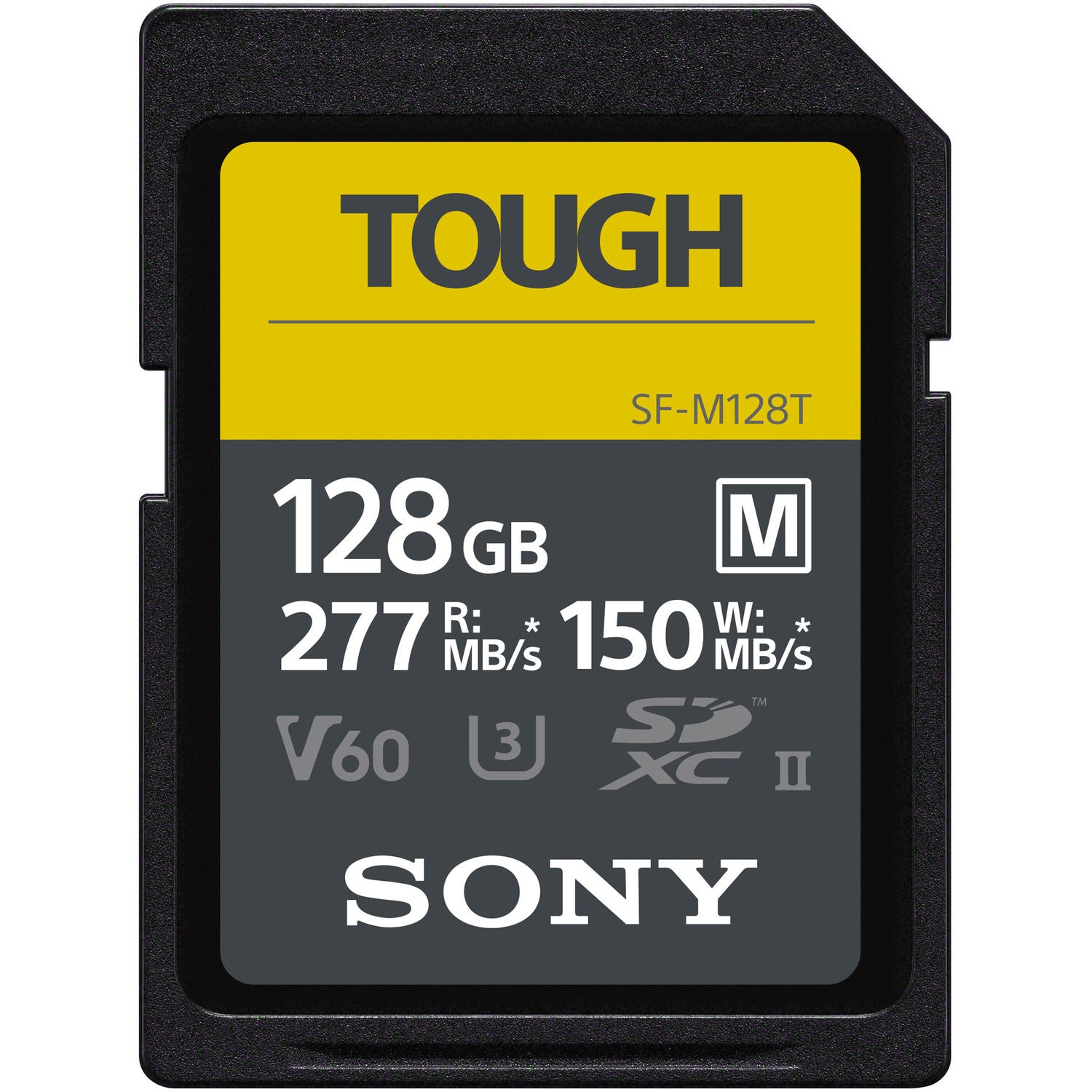 Sony Tough SD card with specifications on a white background
