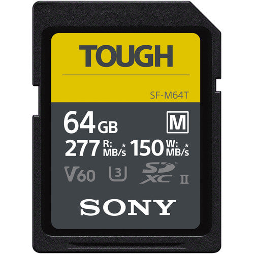 Sony Tough SD card with specifications on a white background