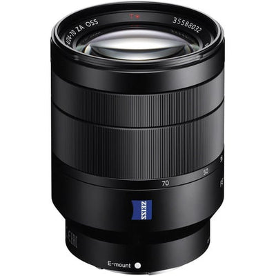 Sony Vario-Tessar T FE 24-70mm f/4 ZA OSS Lens – versatile full-frame Zeiss standard zoom with constant f/4 aperture, sharp optics, and Optical SteadyShot for everyday and travel photography.