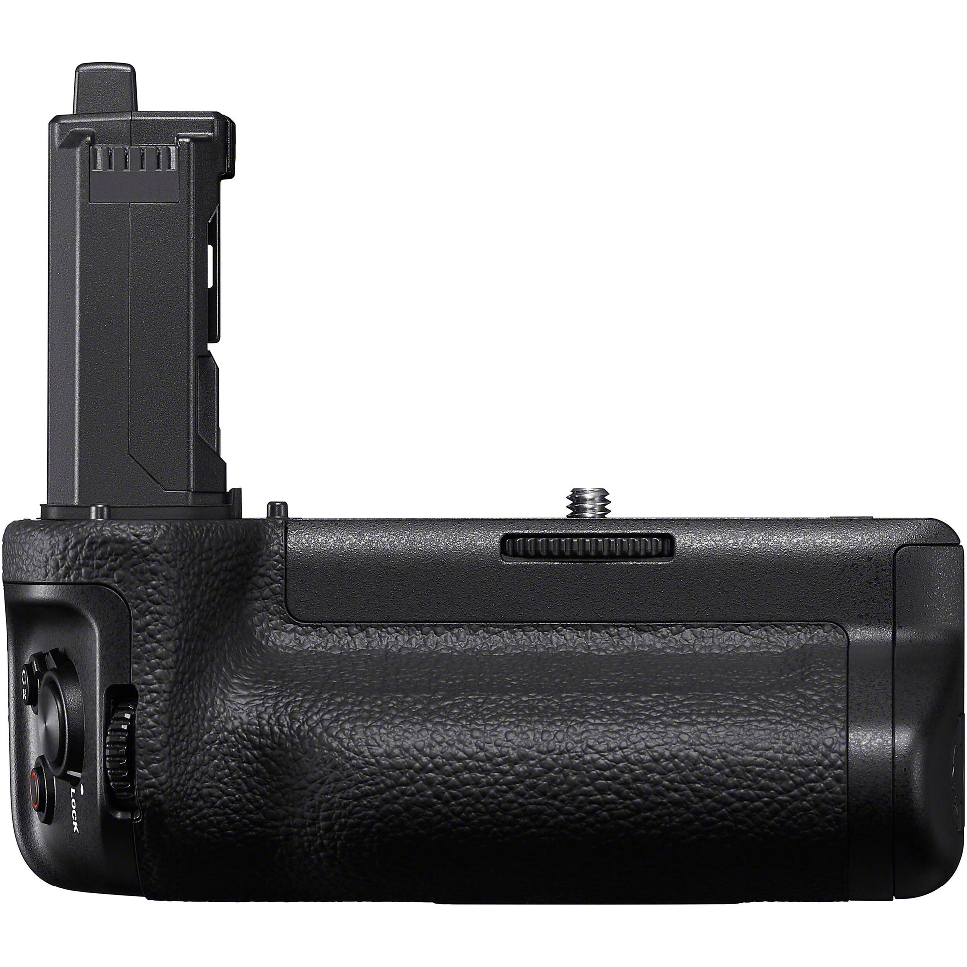 Sony VG-C6 grip on α7R VI with dual battery support and vertical controls.