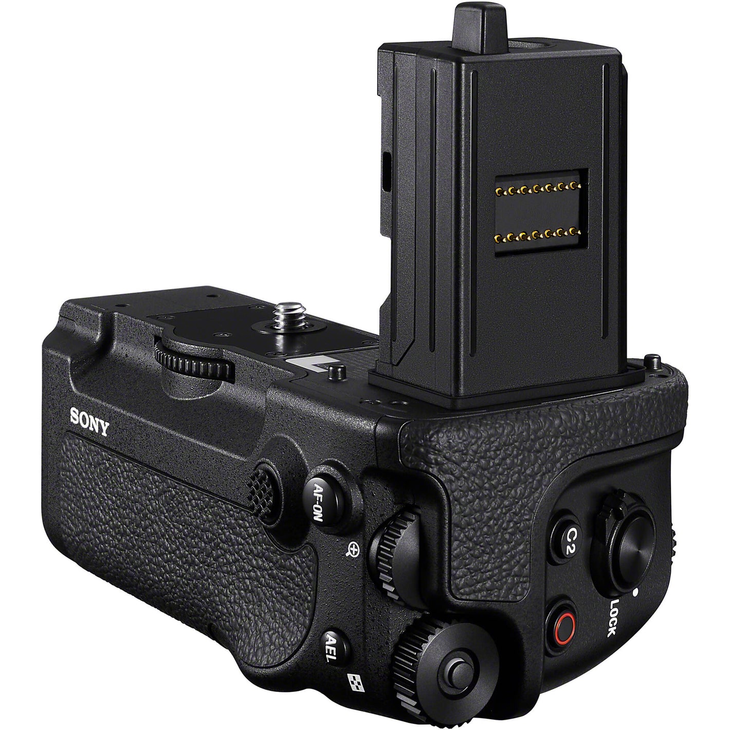 Sony VG-C6 grip on α7R VI with dual battery support and vertical controls.