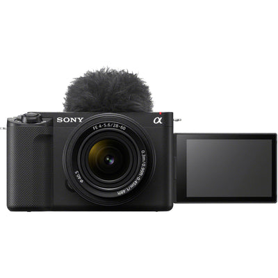 Sony ZV-E1 mirrorless digital camera bundle with 28-60mm F4-5.6 zoom lens in black, featuring 12.1MP full-frame Exmor R CMOS sensor, BIONZ XR processor, 5-axis SteadyShot image stabilization, UHD 4K 120p and Full HD 240p video, ISO 80-102400 expandable to 409600, and fully articulating 3-inch touchscreen.