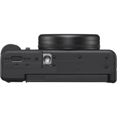 Sony ZV-1 has everything you need to get vlogging. Features a vari-angle touch screen, selfie grip, recording lamp and quality built-in mic with a windscreen.