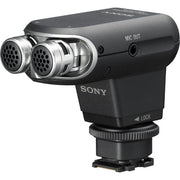 Sony ECM-XYST1M compact on-camera stereo microphone with adjustable pickup angle and Multi Interface Shoe connection.