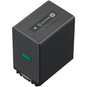 Sony NP-FV100A rechargeable lithium-ion battery pack for select Handycam camcorders, offering long-lasting power.