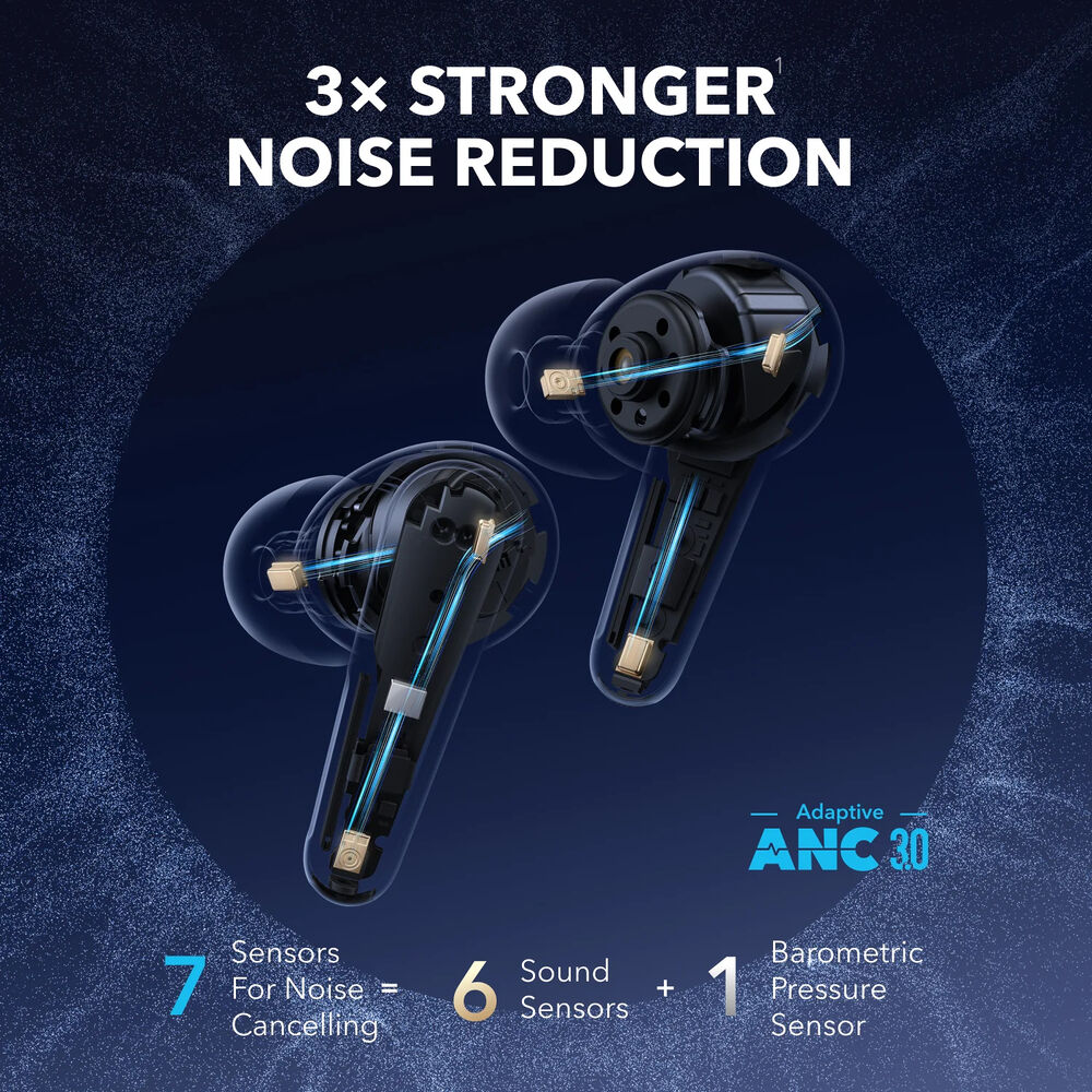 Black Soundcore Liberty 4 Pro earbuds with 360° Spatial Audio
