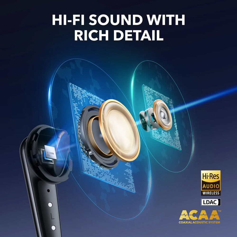 Black Soundcore Liberty 4 Pro earbuds with 360° Spatial Audio
