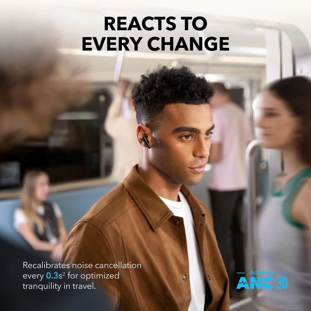 Black Soundcore Liberty 4 Pro earbuds with 360° Spatial Audio
