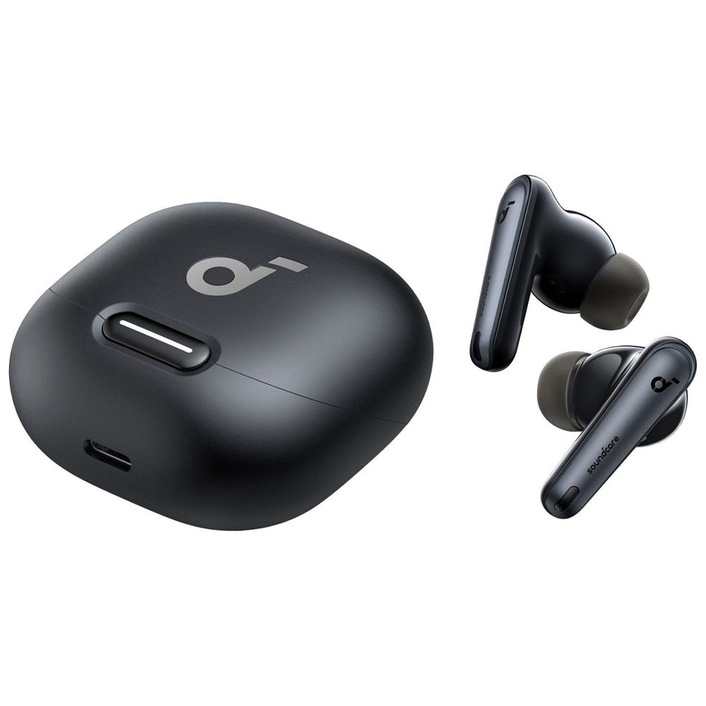 Black Soundcore Liberty 4 Pro earbuds with 360° Spatial Audio
