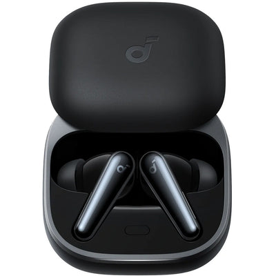 Soundcore Liberty 5 Noise-Cancelling Earbuds in black with charging case
