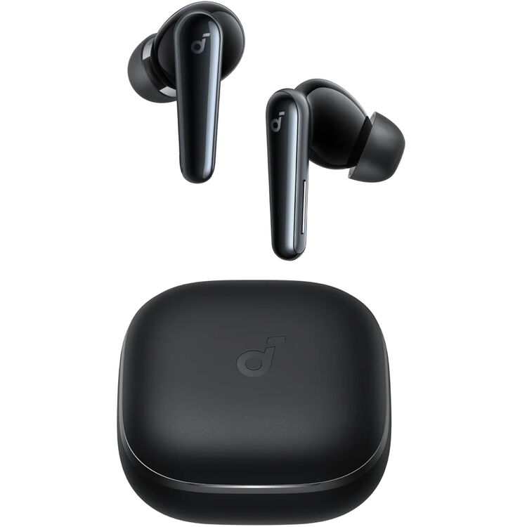 Soundcore Liberty 5 Noise-Cancelling Earbuds in black with charging case
