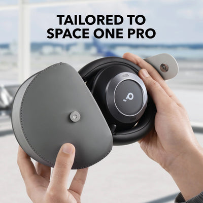 Soundcore Space One Pro headphones safely stored in premium travel case
