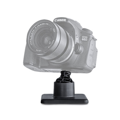 StediLens Base Unit for camera and telephoto lens stabilisation, with broad non‑slip silicone pads, compact cylindrical body and central screwball attachment point, designed for stable, gimbal‑like movement on beanbags, tripods or flat surfaces.