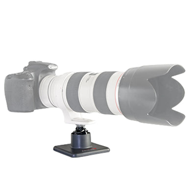 StediLens Base Unit for camera and telephoto lens stabilisation, with broad non‑slip silicone pads, compact cylindrical body and central screwball attachment point, designed for stable, gimbal‑like movement on beanbags, tripods or flat surfaces.