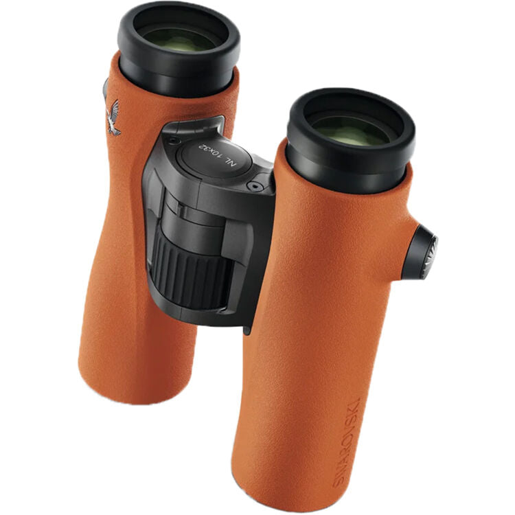 Swarovski 10x32 NL Pure Binoculars in Burnt Orange sports an ultra-wide field of view and comfortable exit pup all in a compact magnesium housing.