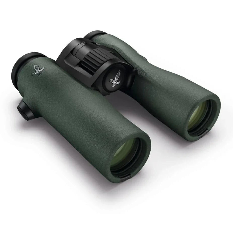 Swarovski 8x32 NL Pure Binoculars in Green sports an ultra-wide field of view and long eye relief all in a compact magnesium housing.