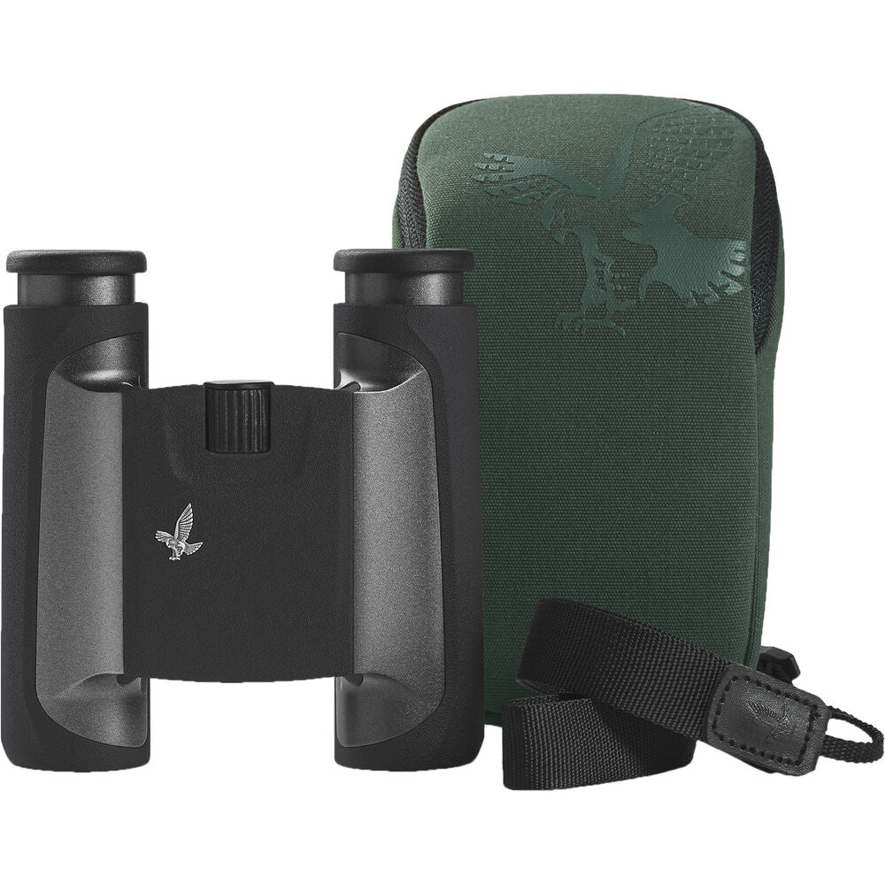 Swarovski CL 10x25 Pocket Binoculars fit perfectly in your hand for the ultimate viewing comfort. Comes with an eyepiece cover, field bag and carrying strap.