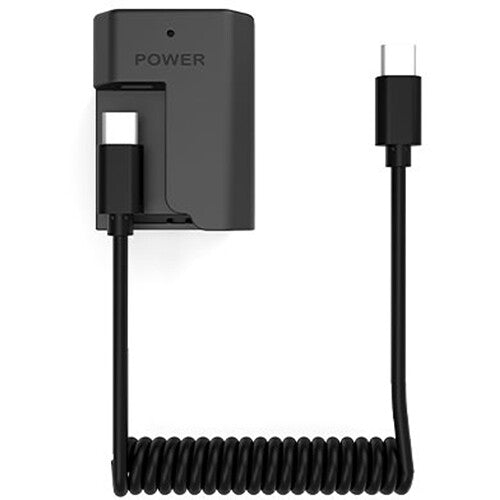 SWIT NP-FZ100 USB-C dummy battery powering camera via USB-C
