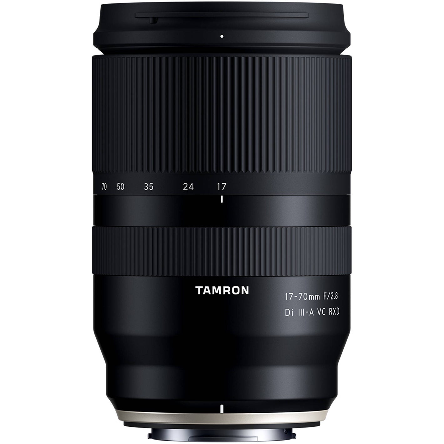 Black Tamron camera lens on a white background