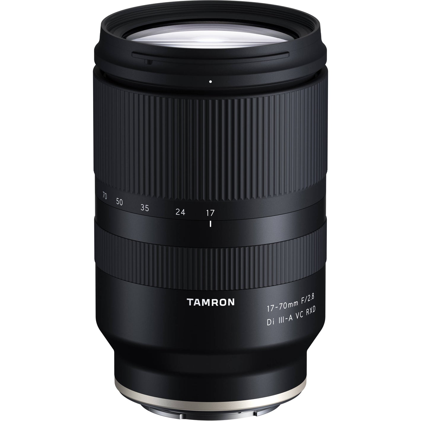Black Tamron camera lens on a white background