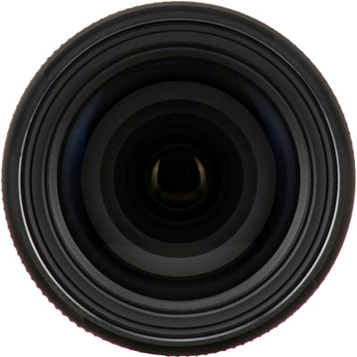 Close-up of a black lens on a white background