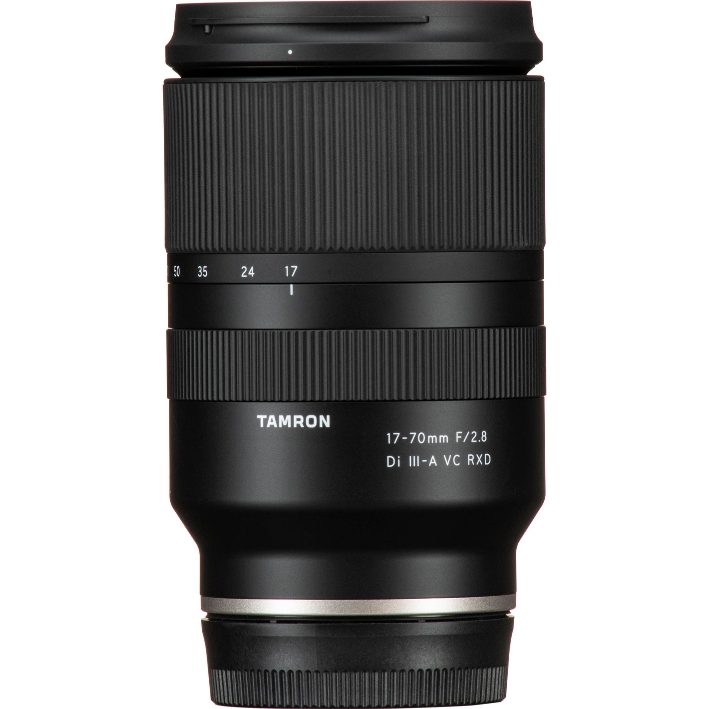 Black Tamron camera lens on a white background