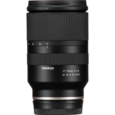 Black Tamron camera lens on a white background
