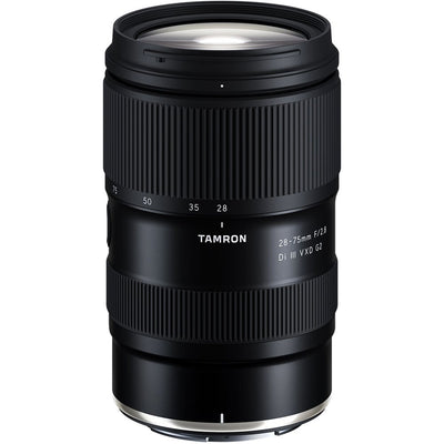 Black Tamron camera lens on a white background