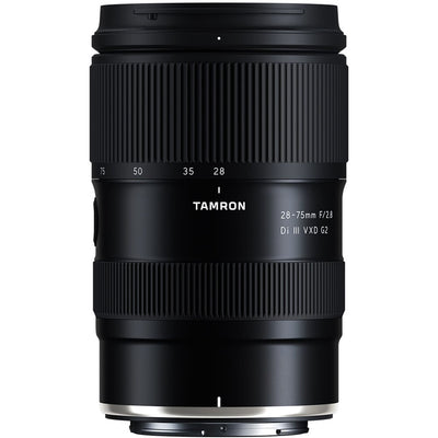 Black Tamron camera lens on a white background